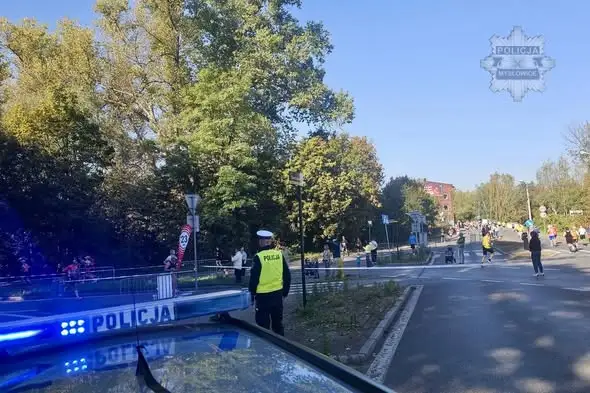 Mysłowiccy policjanci czuwali nad bezpieczeństwem podczas Silesia Marathon 2026